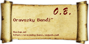 Oravszky Benő névjegykártya
